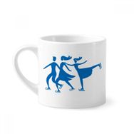 Dıythinker 170 ml Beyaz Kayak Kış Spor Mavi Silüet Desenli Mini Kahve Seramik Kupa