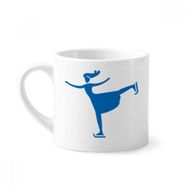 Dıythinker 170 ml Beyaz Kayak Kış Spor Mavi Silüet Mini Kahve Seramik Kupa