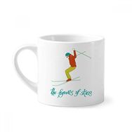 Dıythinker 170 ml Beyaz Kayak Tahtası Kış Spor İllüstrasyon Mini Kahve Seramik Kupa