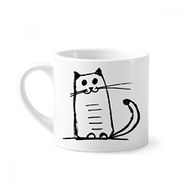 Dıythinker 170 ml Beyaz Kedi Gülümseyen Siyah Çizgi Mini Kahve Seramik Kupa