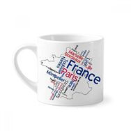 Dıythinker 170 ml Beyaz Kelimeler Şehir Adı Fransa Mark Haritası Mini Kahve Seramik Kupa