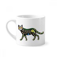 Dıythinker 170 ml Beyaz Kemik Kalp Siyah Kedi Cadılar Bayramı Terör Mini Kahve Seramik Kupa