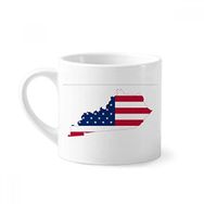 Dıythinker 170 ml Beyaz Kentucky ABD Haritası Yıldızlar Çizgili Bayrak Şekilli Mini Kahve Seramik Kupa
