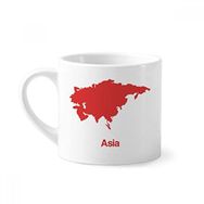 Dıythinker 170 ml Beyaz Kırmızı Asya İllüstrasyon Haritası Desenli Mini Kahve Seramik Kupa