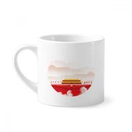 Dıythinker 170 ml Beyaz Kırmızı Bayrak Tiananmen Dağ Sis Mini Kahve Seramik Kupa
