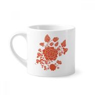 Dıythinker 170 ml Beyaz Kırmızı Çiçek Bitki Gül Desenli Mini Kahve Seramik Kupa