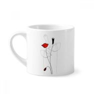 Dıythinker 170 ml Beyaz Kırmızı Çiçek Tomurcuğu Soyut Sanat Mısır Gelincik Mini Kahve Seramik Kupa
