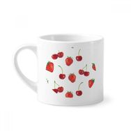 Dıythinker 170 ml Beyaz Kırmızı Çilek Meyvesi İllüstrasyon Desenli Mini Kahve Seramik Kupa