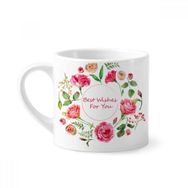 Dıythinker 170 ml Beyaz Kırmızı Güller Çalı Desenli Çiçekler Mini Kahve Seramik Kupa
