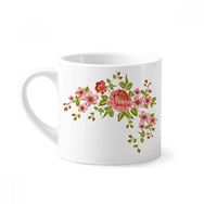 Dıythinker 170 ml Beyaz Kırmızı Güller Desenli Çiçekler Bitkiler Mini Kahve Seramik Kupa