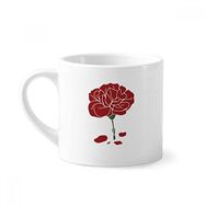 Dıythinker 170 ml Beyaz Kırmızı Karanfil Anneler Günü Çiçek Bitki Mini Kahve Seramik Kupa