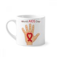 Dıythinker 170 ml Beyaz Kırmızı Kurdele 1 Aralık AIDS Günü Mini Kahve Seramik Kupa