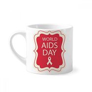 Dıythinker 170 ml Beyaz Kırmızı Kurdele 1 Aralık HIV Mini Kahve Seramik Kupa