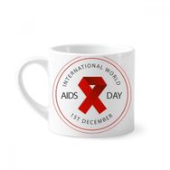 Dıythinker 170 ml Beyaz Kırmızı Kurdele AIDS Günü HIV Farkındalık Dayanaklık Mini Kahve Seramik Kupa