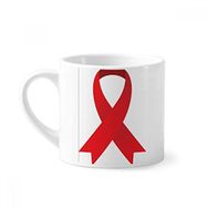 Dıythinker 170 ml Beyaz Kırmızı Kurdele HIV Farkındalık Dünya AIDS Günü Mini Kahve Seramik Kupa