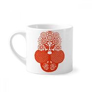 Dıythinker 170 ml Beyaz Kırmızı Maske Kağıt Kesim Pekin Opera Desenli Mini Kahve Seramik Kupa