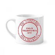 Dıythinker 170 ml Beyaz Kırmızı Postmark Mutlu Sevgililer Günü Mini Kahve Seramik Kupa