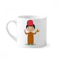 Dıythinker 170 ml Beyaz Kırmızı Şapka Fas Çizgi Film Mini Kahve Seramik Kupa