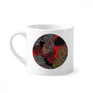 Dıythinker 170 ml Beyaz Kırmızı Sarı Çiçek Soyut Bulutlar Desenli Mini Kahve Seramik Kupa