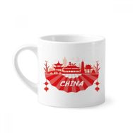 Dıythinker 170 ml Beyaz Kırmızı Silüet Simgesi Çin Fan Mini Kahve Seramik Kupa