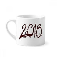 Dıythinker 170 ml Beyaz Kırmızı Yazı Tipi 2018 Happy New Year Mini Kahve Seramik Kupa
