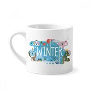 Dıythinker 170 ml Beyaz Kış Sezonu İllüstrasyon Mini Kahve Seramik Kupa