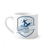 Dıythinker 170 ml Beyaz Kış Sporları Kar Dağ İllüstrasyonu Mini Kahve Seramik Kupa