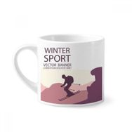 Dıythinker 170 ml Beyaz Kış Sporları Kayak Direkleri Desenli Mini Kahve Seramik Kupa
