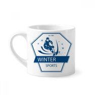 Dıythinker 170 ml Beyaz Kış Sporları Kayak Kar İllüstrasyonu Mini Kahve Seramik Kupa
