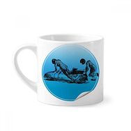 Dıythinker 170 ml Beyaz Kış Sporları Kayak Kayak ve Bot İllüstrasyon Mini Kahve Seramik Kupa