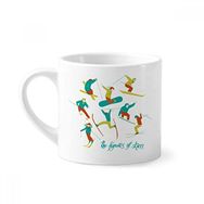Dıythinker 170 ml Beyaz Kış Sporları Kayak Renkli İllüstrasyon Mini Kahve Seramik Kupa