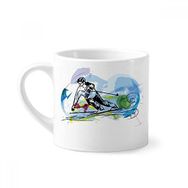 Dıythinker 170 ml Beyaz Kış Sporları Kayak Sporcuları Serbest Stil Kayak Mini Kahve Seramik Kupa