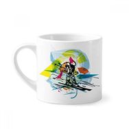 Dıythinker 170 ml Beyaz Kış Sporları Serbest Stil Kayak İllüstrasyonu Mini Kahve Seramik Kupa