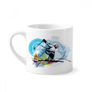 Dıythinker 170 ml Beyaz Kış Sporları Sporcular Serbest Stil Kayak İllüstrasyonu Mini Kahve Seramik Kupa