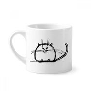 Dıythinker 170 ml Beyaz Kıvırcık Ağır Kedi Gülümseyen Oturuş Hattı Mini Kahve Seramik Kupa