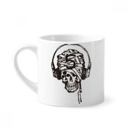 Dıythinker 170 ml Beyaz Kulaklık Kafatası Müzik Deseni Resimli Mini Kahve Seramik Kupa