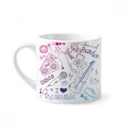 Dıythinker 170 ml Beyaz Kulaklık Kombinasyonu Müzik Deseni Resimli Mini Kahve Seramik Kupa