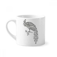 Dıythinker 170 ml Beyaz Kuş Boyası Peafowl Renkli Mini Kahve Seramik Kupa