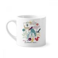 Dıythinker 170 ml Beyaz Kuş Geyiği Çiçek Doğa Çevre Mini Kahve Seramik Kupa