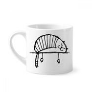 Dıythinker 170 ml Beyaz Lazy Stripe Cat Lying Line Mini Kahve Seramik Kupa