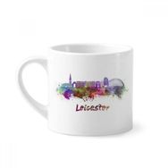 Dıythinker 170 ml Beyaz Leicester Britain City Suluboya Mini Kahve Seramik Kupa