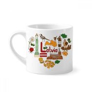 Dıythinker 170 ml Beyaz Letonya Aşk Kalp Landscap Ulusal Bayrak Mini Kahve Seramik Kupa