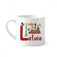 Dıythinker 170 ml Beyaz Letonya Ulusal Simge Simgesi Desenli Mini Kahve Seramik Kupa