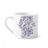 Dıythinker 170 ml Beyaz Leylak Dekoratif Klasik Desenli Mini Kahve Seramik Kupa