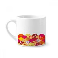 Dıythinker 170 ml Beyaz Line Sakura Desenli Geometri Mini Kahve Seramik Kupa