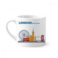 Dıythinker 170 ml Beyaz Londra Gözü Çift Katlı Otobüsler Grafiti Mini Kahve Seramik Kupa