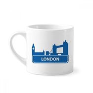Dıythinker 170 ml Beyaz Londra İngiltere Mavi Simge Desenli Mini Kahve Seramik Kupa