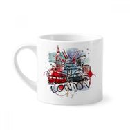 Dıythinker 170 ml Beyaz Londra Otobüs Big Ben Birleşik Krallık Simgesi Suluboya Mini Kahve Seramik Kupa