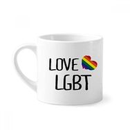 Dıythinker 170 ml Beyaz Love LGBT Gökkuşağı Mürekkep Kalp Mini Kahve Seramik Kupa
