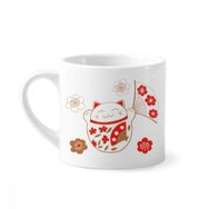 Dıythinker 170 ml Beyaz Lucky Fortune Kedi Çiçek Fan Japon Mini Kahve Seramik Kupa